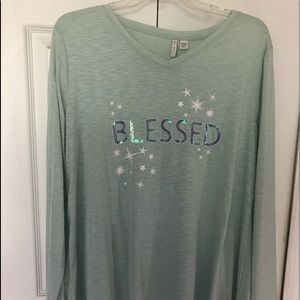 Blessed mint green long sleeved t-shirt 14-16w